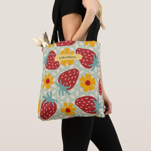Radicale aardbeien tote bag (Dichtbij)