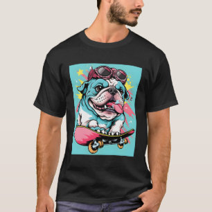 Radicale buldog schaatser heerst over de straten t-shirt