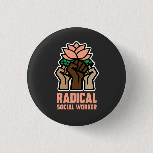Radicale maatschappelijk werkers ronde button 3,2 cm (Voorkant)