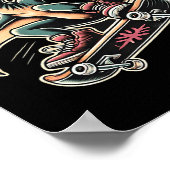 Radicale Skateboardende Pterodactylus Dinosaur Car Poster (Hoek)