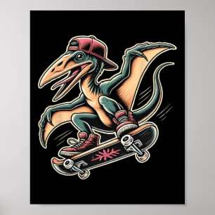 Radicale Skateboardende Pterodactylus Dinosaur Car Poster