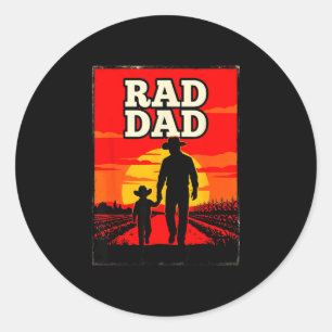 Radicale vader vader en zoon boer western zonsonde ronde sticker