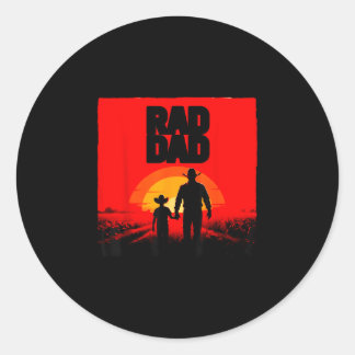 Radicale vader vader en zoon boer western zonsonde ronde sticker