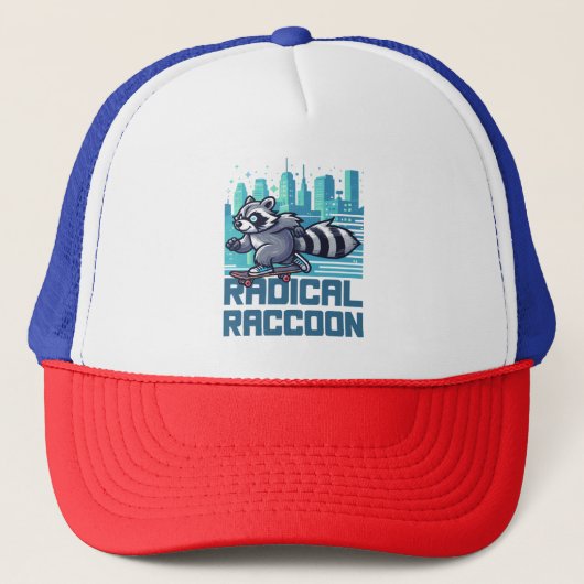 Radicale Wasbeer Stedelijke Skateboarder Trucker Pet (Voorkant)