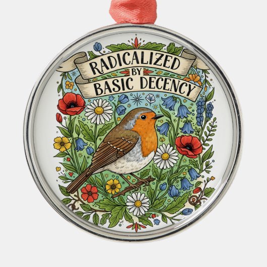 Radicalized by Basic Decency Aesthetic Art Bird Metalen Ornament (Voorkant)