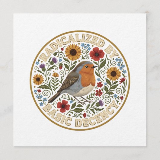 Radicalized by Basic Decency Bird Design – Vintage Kaart (Voorkant)