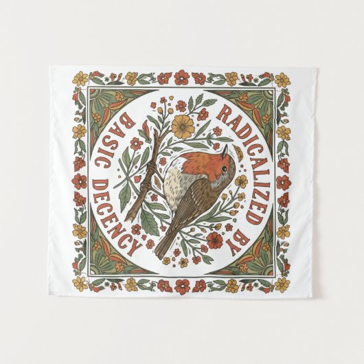 Radicalized by Basic Decency Bird Illustration  Wandkleed (Voorkant (horizontaal))