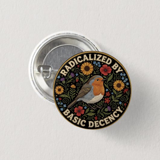 Radicalized by Basic Decency Birds lovers Ronde Button 3,2 Cm (Voorkant /achterkant)
