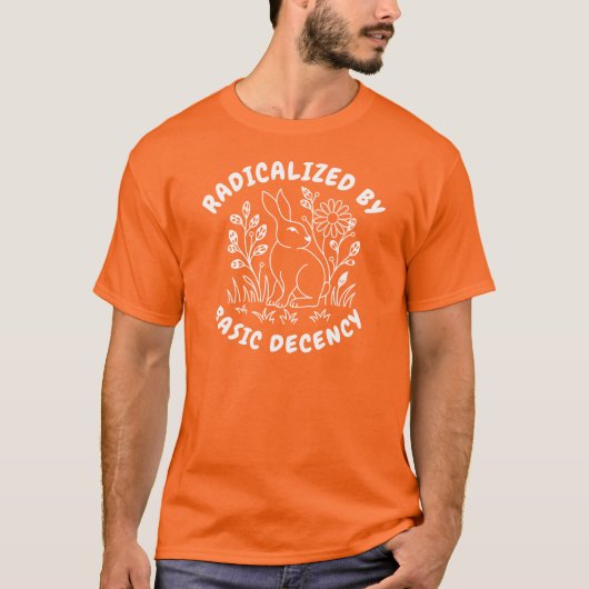 Radicalized by Basic Decency Floral Bunny T-shirt (Voorkant)