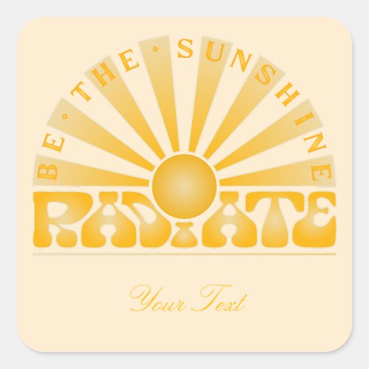 RADIEER ZONNEN  Retro Gold + crème Vierkante Sticker (Voorkant)