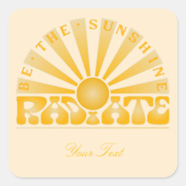 RADIEER ZONNEN Retro Gold + crème Vierkante Sticker