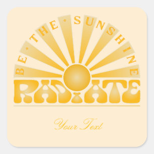 RADIEER ZONNEN  Retro Gold + crème Vierkante Sticker