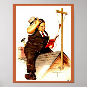  radio 1920's Funny Man op rij w/Antenna Poster