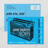 Radio 50ste verjaardagsfeest Save the Date Aankondigingskaart (Voorkant / Achterkant)