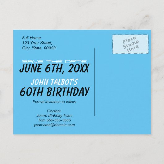 Radio 60ste verjaardagsfeest Save the Date Aankondigingskaart (Achterkant)