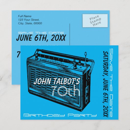  Radio 70ste verjaardagsfeest Save the Date Aankondigingskaart (Voorkant / Achterkant)