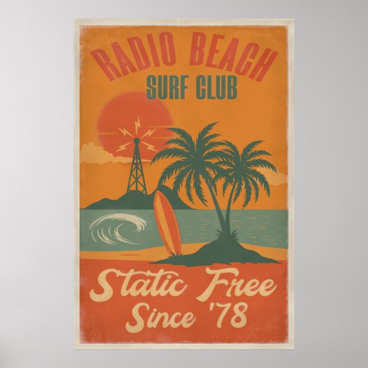 Radio Beach Surven Club – Retro Island Surven Afdr Poster (Voorkant)