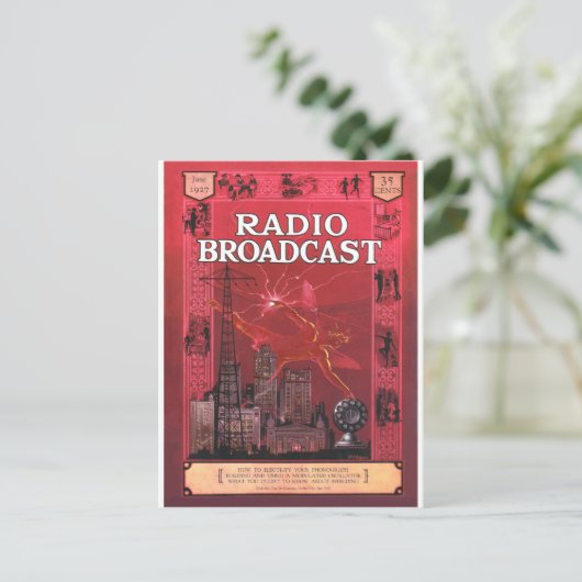 Radio Broadcast-Red Briefkaart (Staand voorkant)