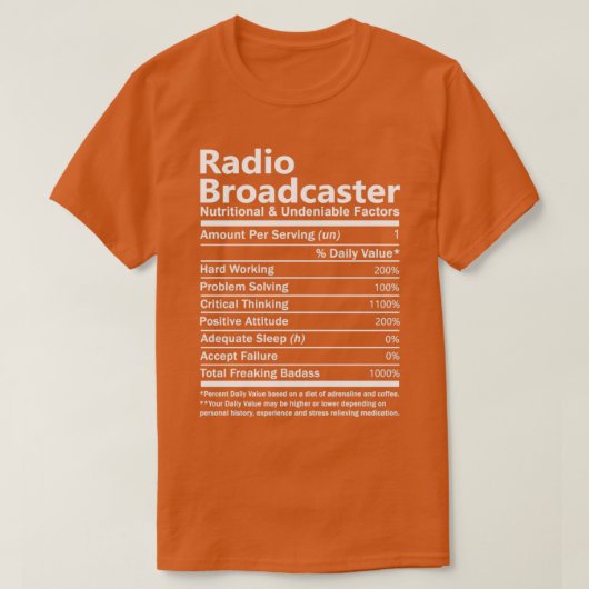 Radio Broadcaster Nutritional en Undeni T-shirt (Design voorkant)
