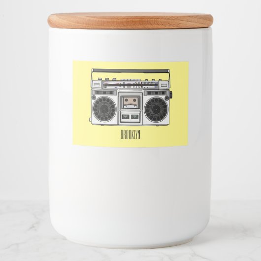 Radio cartoonillustratie voedselcontainer etiket (Voorkant)