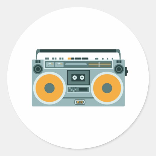 Radio Cassette Player Ronde Sticker (Voorkant)