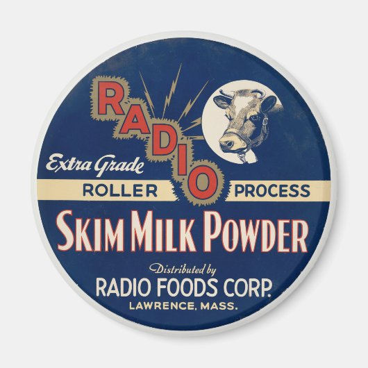 Radio Extra Grade Roller Proces Skim Milk Powder. Magneet (Voorkant)