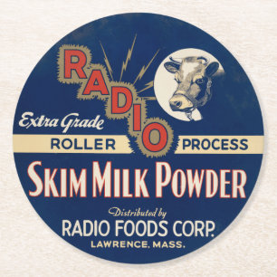 Radio Extra Grade Roller Proces Skim Milk Powder. Ronde Kartonnen Onderzetter