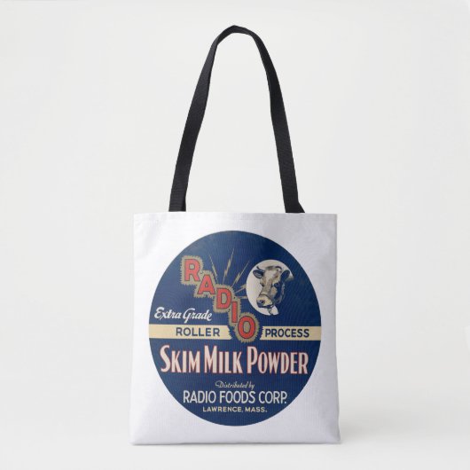 Radio Extra Grade Roller Proces Skim Milk Powder. Tote Bag (Voorkant)