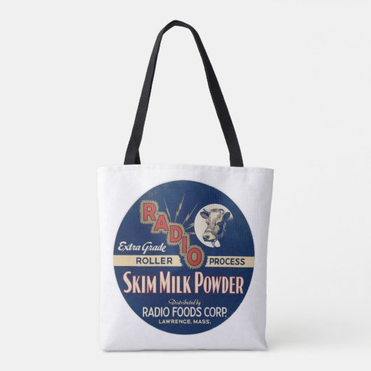 Radio Extra Grade Roller Proces Skim Milk Powder. Tote Bag (Achterkant)