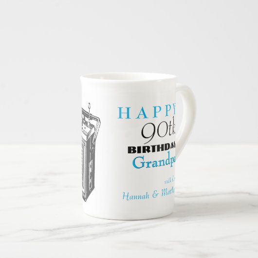  radio gepersonaliseerde 90e verjaardag Mok (Voorkant rechts)