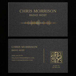 Radio Host Black Gold QR Code Visitekaartje