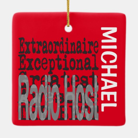 Radio Host Extraordinaire CUSTOM Keramisch Ornament (Achterkant)