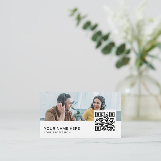 Radio Host QR-code Business Car Visitekaartje (Staand voorkant)