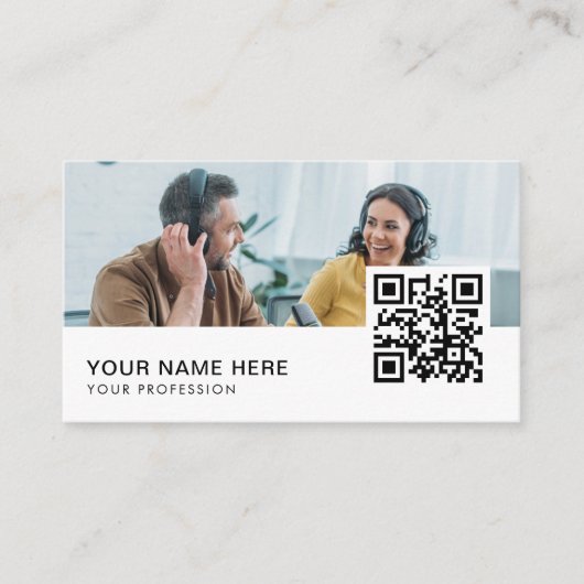 Radio Host QR-code Business Car Visitekaartje (Voorkant)