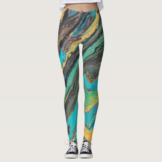 Radio King 3 Turquoise Abstracte Leggings (Voorkant)