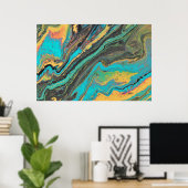 Radio King 3 Turquoise Acryl Abstract Poster (Thuiskantoor)
