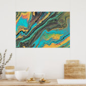 Radio King 3 Turquoise Acryl Abstract Poster (Keuken)