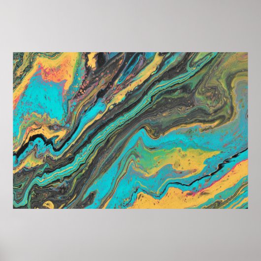 Radio King 3 Turquoise Acryl Abstract Poster (Voorkant)