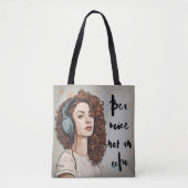 Radio Meisje met Inspirerende Quote Tote Bag (Voorkant)