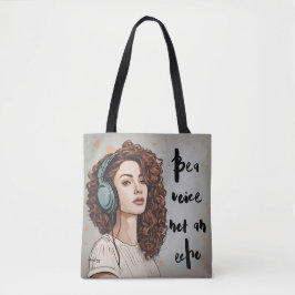 Radio Meisje met Inspirerende Quote Tote Bag