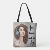 Radio Meisje met Inspirerende Quote Tote Bag (Achterkant)
