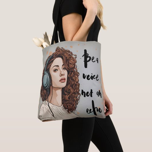 Radio Meisje met Inspirerende Quote Tote Bag (Dichtbij)