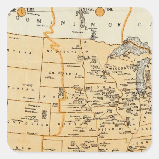 Radio-omroepstations in de Verenigde Staten Vierkante Sticker (Voorkant)