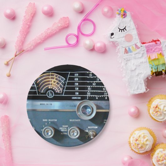  radio-ontvanger met korte golven papieren bordje (Feest)