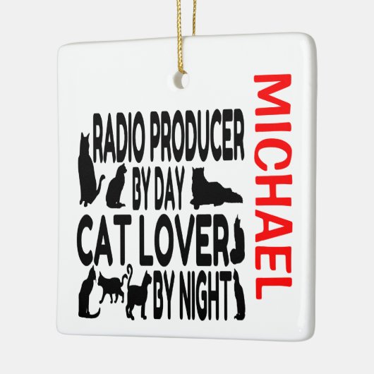 Radio Producent houdt van Kats CUSTOM Keramisch Ornament (Links)