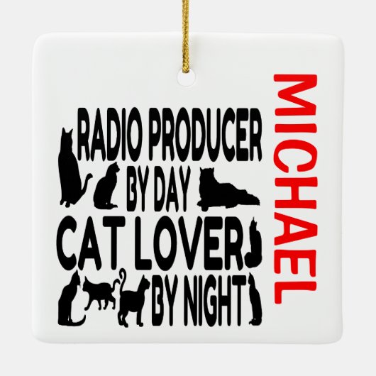 Radio Producent houdt van Kats CUSTOM Keramisch Ornament (Achterkant)