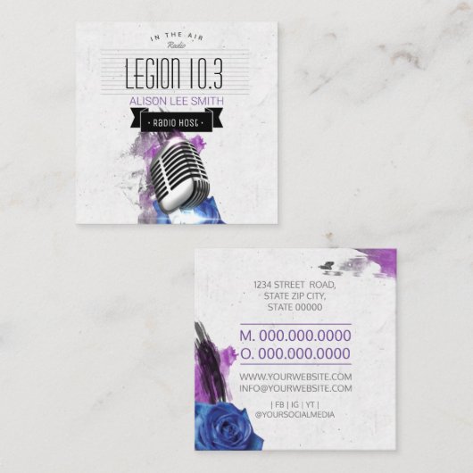 Radio-/radiohost/podcast/Singer Vierkante Visitekaartje (Voorkant / Achterkant)