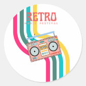 Radio Retro Ronde Sticker (Voorkant)