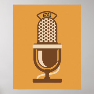 Radio Station Microphone Logo met naam Poster