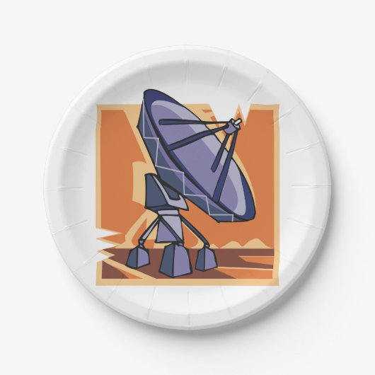 Radio Telescope BuitRuimtewetenschap Papieren Bordje (Voorkant)